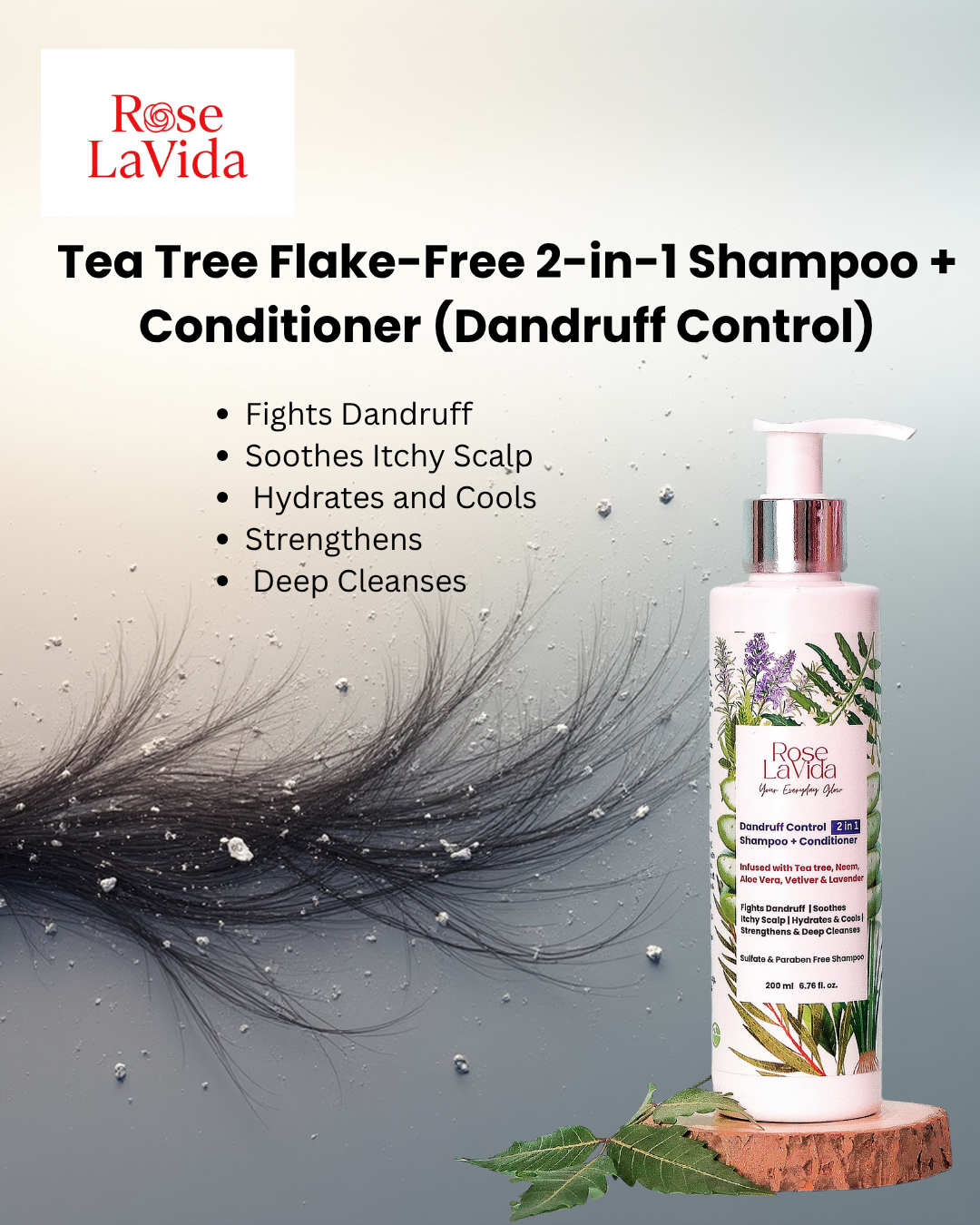 Flake-Free Confidence: Ayurvedic Dandruff Control with Tea Tree & Herbal Purity
